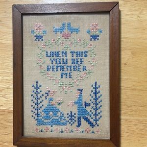 Vintage handmade cross stitch frame (frame need TLC)